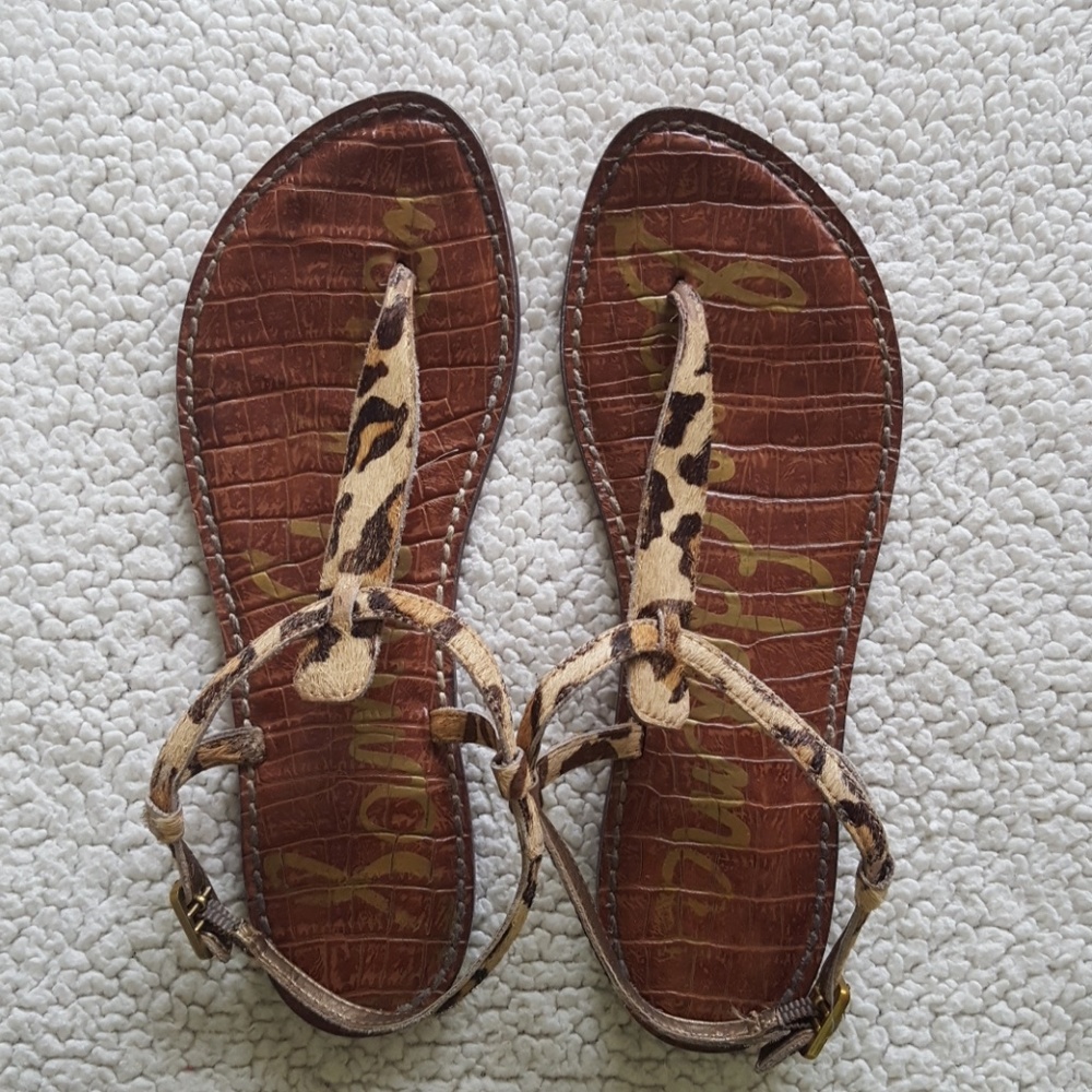 Sam Edelman cow hide leopard print Gigi sandals